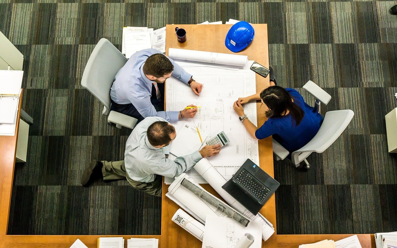 A product team planning work together